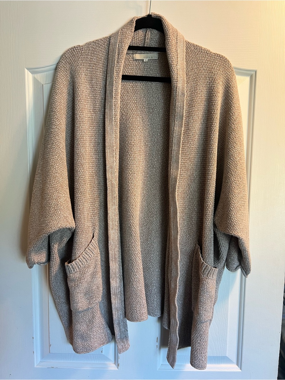 Relaxed Open-Front Pocket Cardigan Sweater - Cream